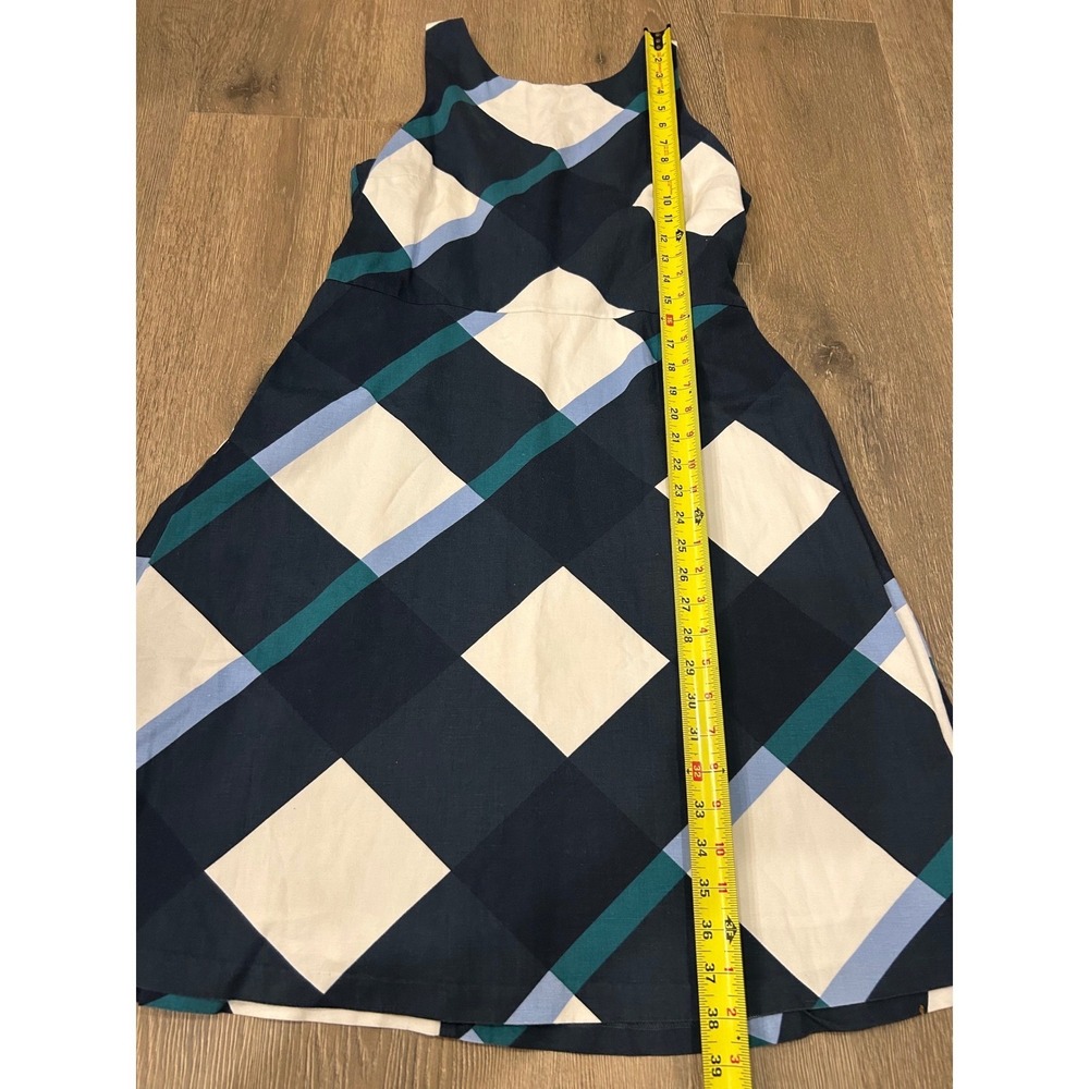 Ann Taylor Factory Navy Blue Plaid Fit and Flare Sleeveless Dress Size 8 - Picture 7 of 10